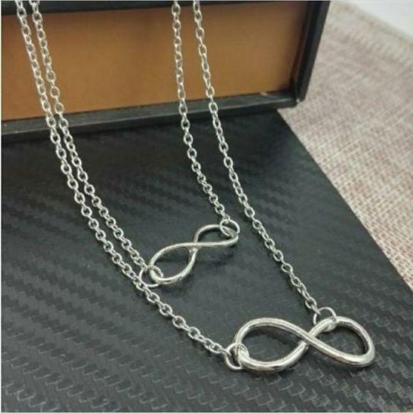 Infinity Double Eights Silver Pendant Necklace New - Picture 1 of 3